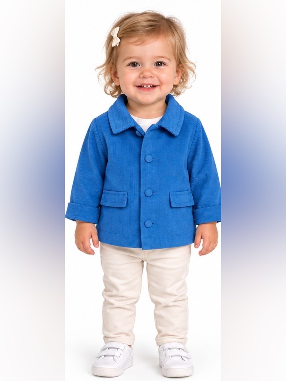 VTG Betti Terrell by Johnston Blue Corduroy Quilted Jacket Coat 18-24M NWT